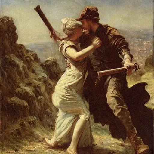 Image similar to man and woman escaping a dungeon by alfred stevens