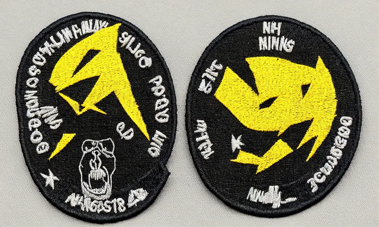 Prompt: a gorilla snapping lighting bolts of n it's hands. round, circular embroidered us radar corps patch 8 k /