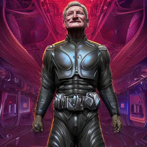 Image similar to Very very very very highly detailed epic photo of Robin Williams, intricate, dystopian, sci-fi, extremely detailed, digital painting, artstation, concept art, smooth, sharp focus, illustration, intimidating lighting, incredible art by Artgerm and Vincent di Fate