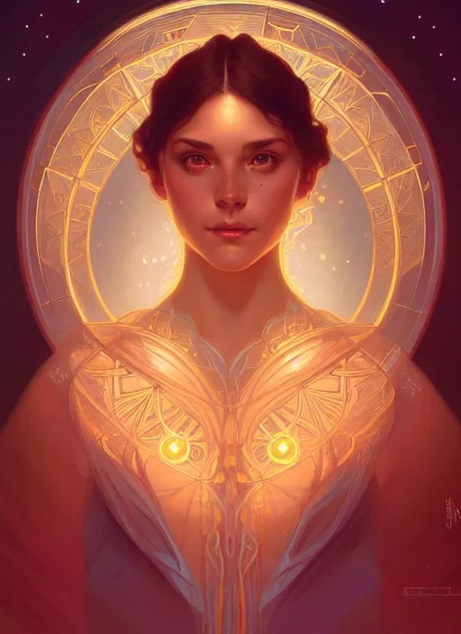 Image similar to symmetry!! portrait of water, glowing lights!! intricate elegant, highly detailed, digital painting, artstation, concept art, smooth, sharp focus, illustration, art by artgerm and greg rutkowski and alphonse mucha