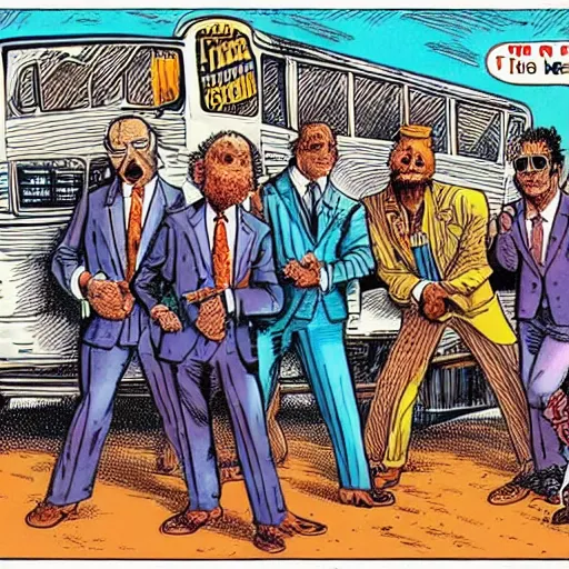 Image similar to The Artwork of R. Crumb and his Cheap Suit Rockers, pencil and colored marker artwork, trailer-trash lifestyle