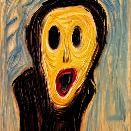 Image similar to the Scream painting but the guy screaming is Guy Fieri