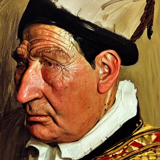 Image similar to high quality high detail painting by lucian freud, hd, portrait of a colonial general, photorealistic lighting