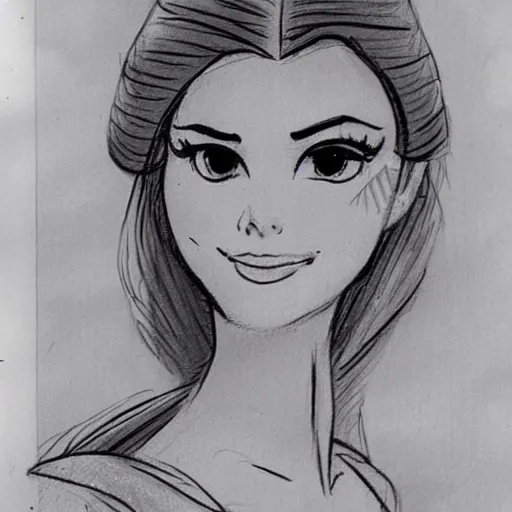 Image similar to milt kahl sketch of victoria justice as princess padme from star wars episode 3