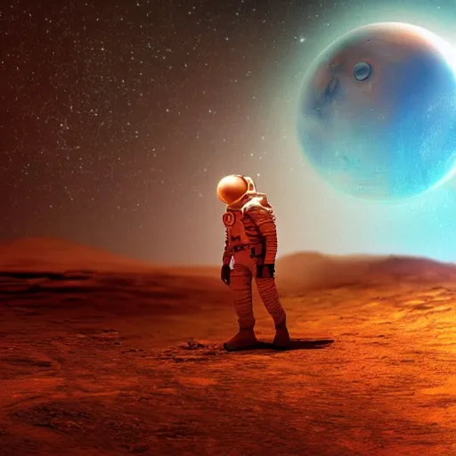 Prompt: realistic photo of an alien on mars, high quality, space photo, very beautiful