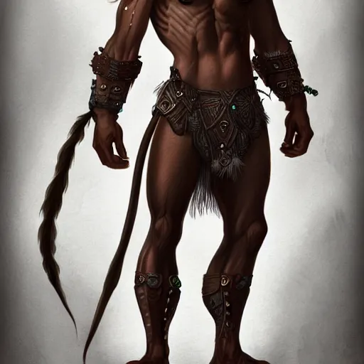 Prompt: Full body portrait of a Zentaur, human-horse hybrid , dnd character design concept art, by Sergey Samarskiy, hyper detailed, uncropped.