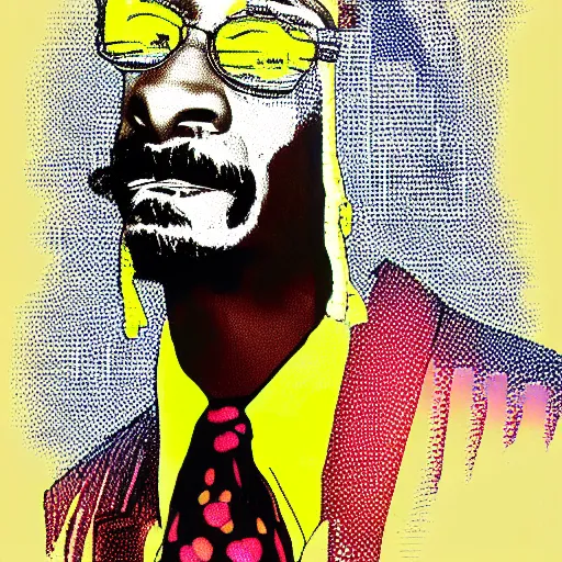 Image similar to snoop dogg from scaterred news paper, by mimmo rottela pop art