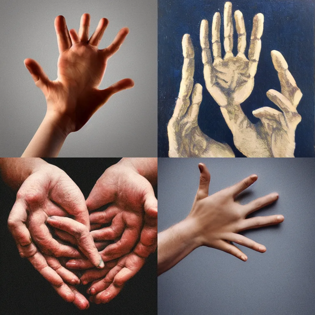 Prompt: a person made of hands