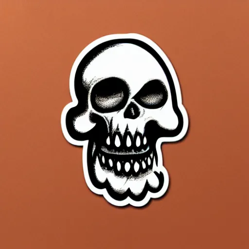 Prompt: nice sticker art of a melting human scull, View, svg illustration, Sticker Art