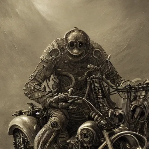 Prompt: motorbikers cyborgs, horror art by beksinski and szukalski and giger and and pyromallis and dzo and iris compiet and seb mckinnon and, technical drawing, blueprint, highly detailed, intricate, sharp focus, trending on artstation hq, deviantart, unreal engine 5, 4 k uhd image