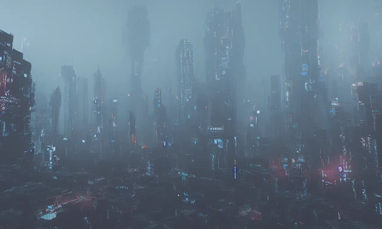 Image similar to reflexion cyberpunk voronoi depth fog