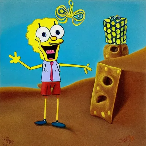 Image similar to spongebob painted by salvador dali