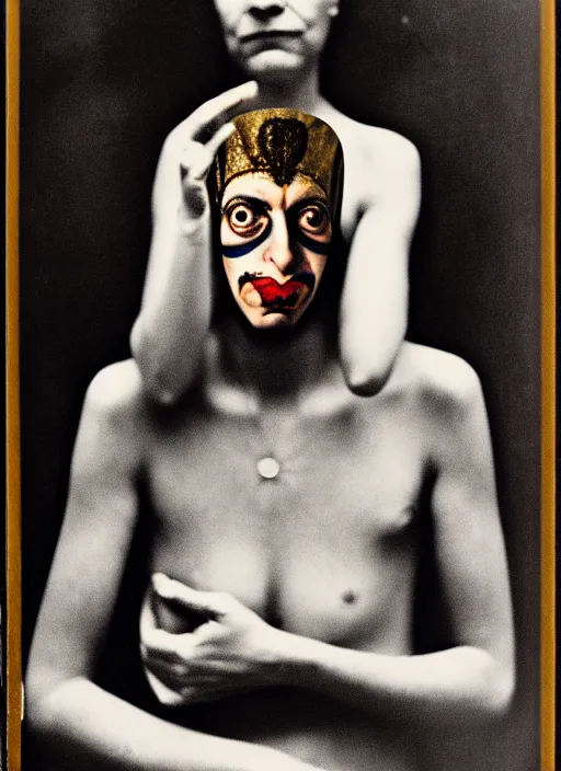 Image similar to the fool tarot, diane arbus portrait photography