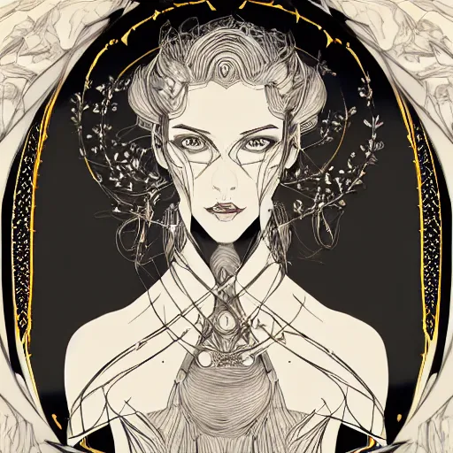 Image similar to the portrait of an unimaginably beautiful, graceful, elegant, and sophisticated young vampire woman made of bulbs of garlic, an ultrafine detailed illustration by james jean, intricate linework, bright colors, final fantasy, behance contest winner, vanitas, angular, altermodern, unreal engine 5 highly rendered, global illumination, radiant light, detailed and intricate environment