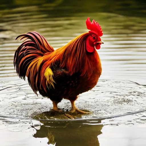 Image similar to chicken rooster standing in a pond photo bokeh depth field