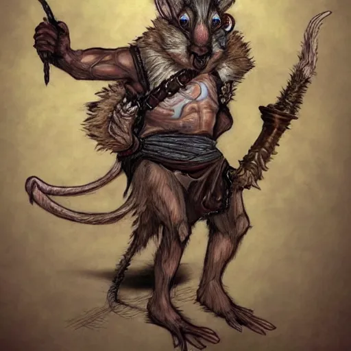 Prompt: rat beastmen thief. fantasy style art