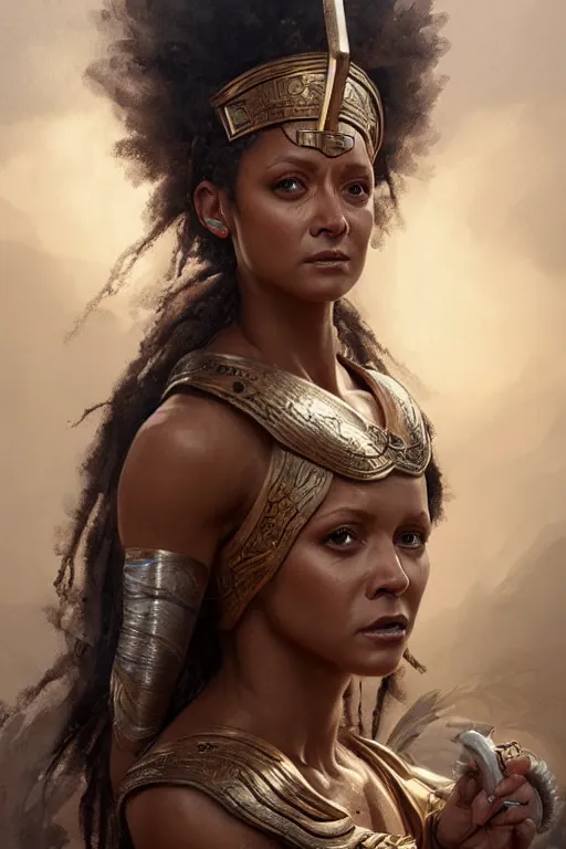 Image similar to mel b as greek goddess athena, hyper realistic face, beautiful eyes, fantasy art, in the style of greg rutkowski, intricate, hyper detailed, smooth