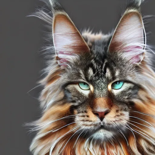 Image similar to profile of a tan maine coon bold natural colors masterpiece trending on artstation photograph