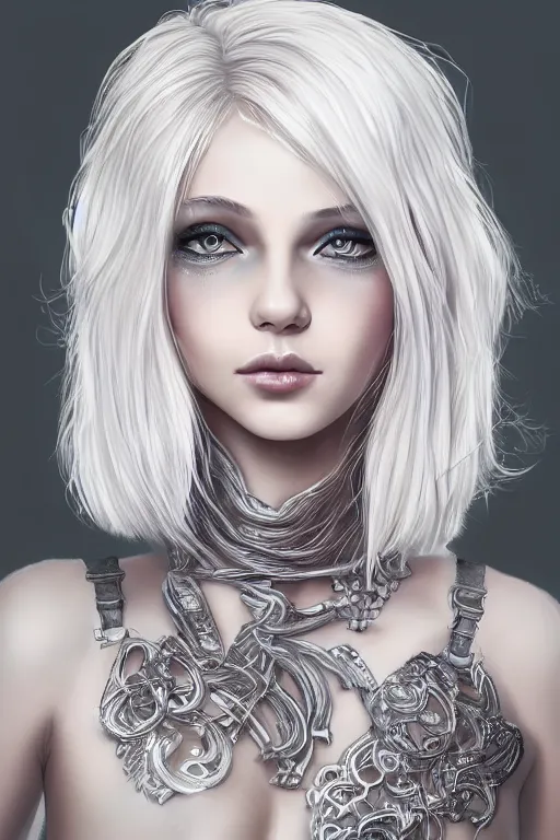 Prompt: beautiful russian teenager with short platinum blonde hair, HD, D&D 4k, 8k, incredibly detailed, intricate, masterpiece, digital illustration, character design, concept art