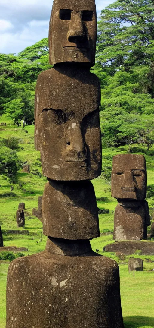 Prompt: moai at international megalithic monument