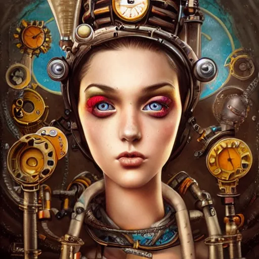 Image similar to Underwater Steampunk portrait, Pixar style, by Tristan Eaton Stanley Artgerm and Tom Bagshaw.