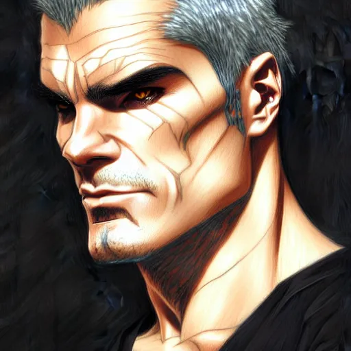 Image similar to anime portrait of henry rollins, intricate, wild, highly detailed, digital painting, artstation, concept art, smooth, sharp focus, illustration, art by artgerm and greg rutkowski and alphonse mucha and hajime sorayama