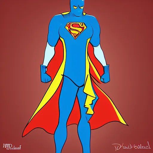 Image similar to Diamond plated superhero, digital art