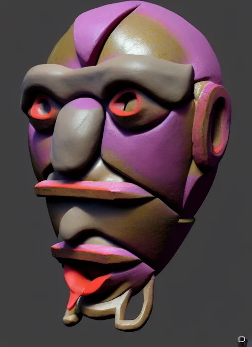 Image similar to tribal maya mask made out of playdough, zbrush, 3 d, 8 k, unreal engine, octane render, hyper quality