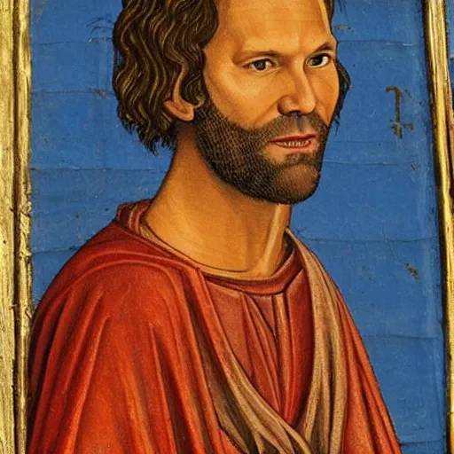 Image similar to paul rudd, medieval painting, detailed