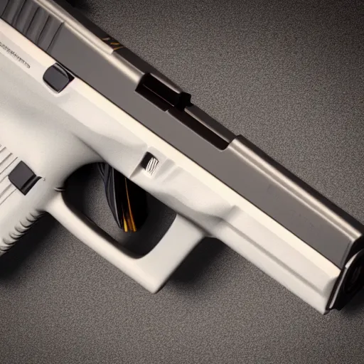 Image similar to close up 3d render of a glock 19, brightly lit 8k ultrahd