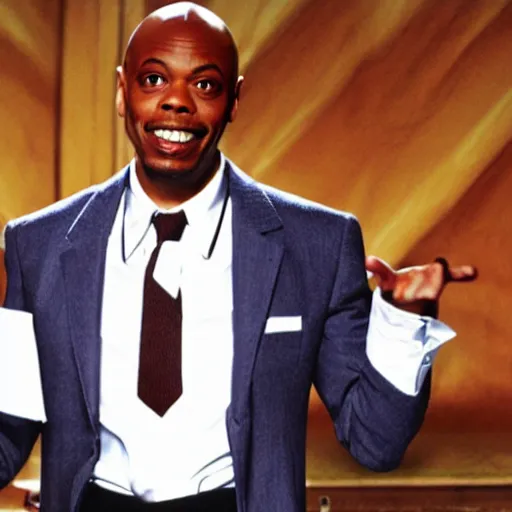 Image similar to dave chappelle show as local newsman chuck taylor in whiteface