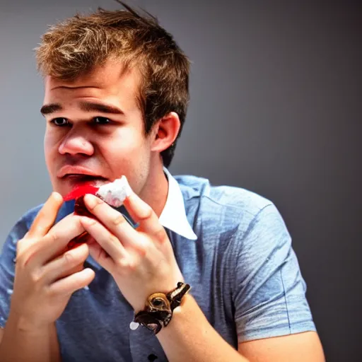 Prompt: magnus carlsen offering you ice cream