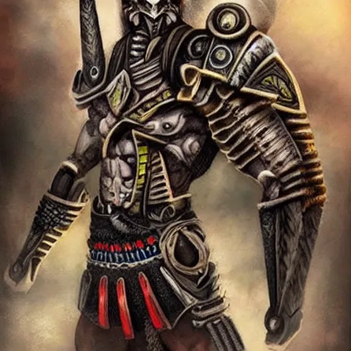 Prompt: : unreal aztec cyborg warrior