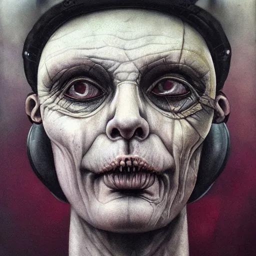 Prompt: face of an alien god, hyperrealistic painting santiago caruso, highly detailed, sharp focus, cyberpunk synthwave psychedelic