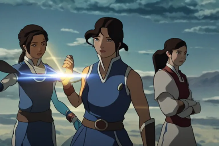 Image similar to live action film still of korra in the new fantasy movie, cinematic lighting