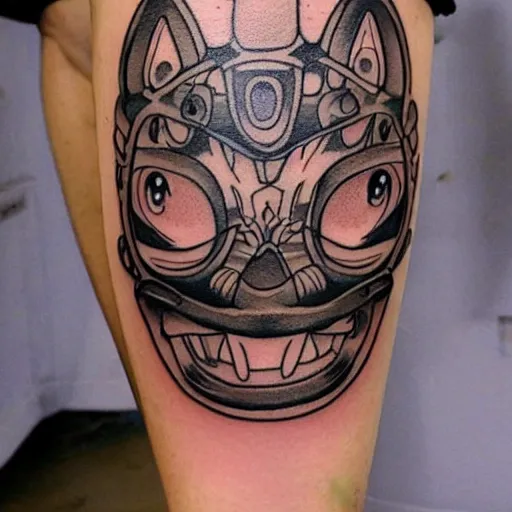 Image similar to studio ghibli tattoo design, concept art, ghibli artstyle, detailed, realistic