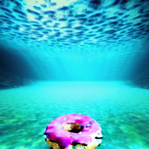 Image similar to donut under water sea , sunk deep water view , under water pictures