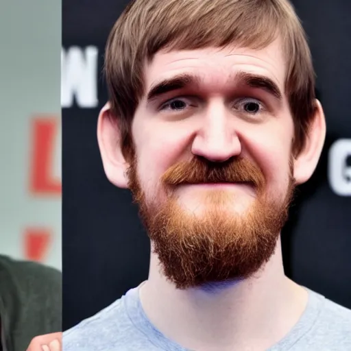 Image similar to bo burnham with a beard living in the future, green lighting