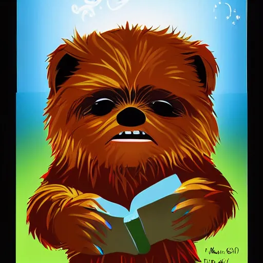 Image similar to cute ewok childrens book cover, colourful, digital art