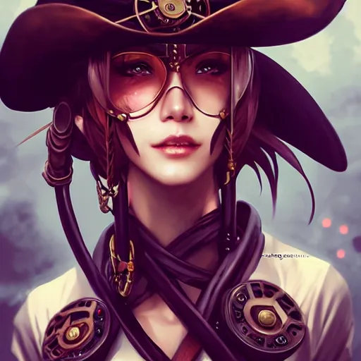 Image similar to portrait of a steampunk pirate, by guweiz and wlop and artgerm