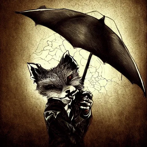 Image similar to surrealism grunge cartoon sketch of a cute zombie fox by michael karcz, loony toons styl, horror theme, detailed