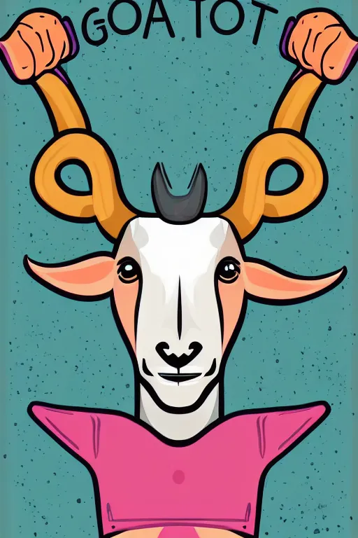 Image similar to A portrait of a goat that is a fitness trainer, sticker, colorful, illustration, highly detailed, smooth and clean vector curves, no jagged lines, vector art, smooth