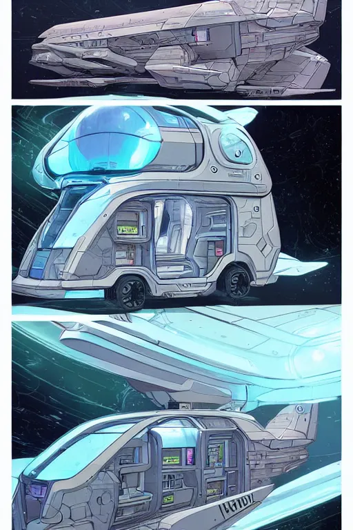 Image similar to space ship, concept art, futuristic van by josan gonzalez, victor calleja