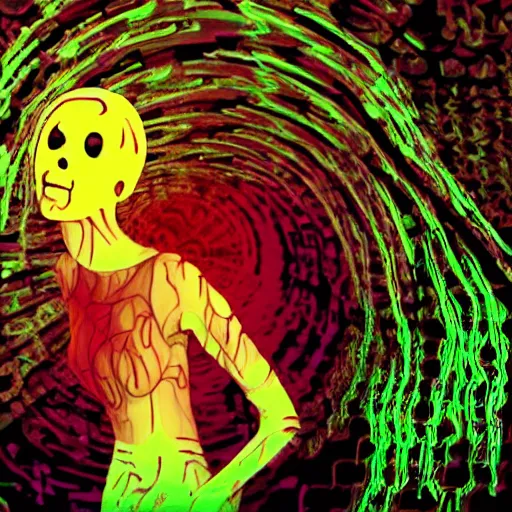 Prompt: terrifying ghost girl, brutal violence, glitchcore datamosh, found footage