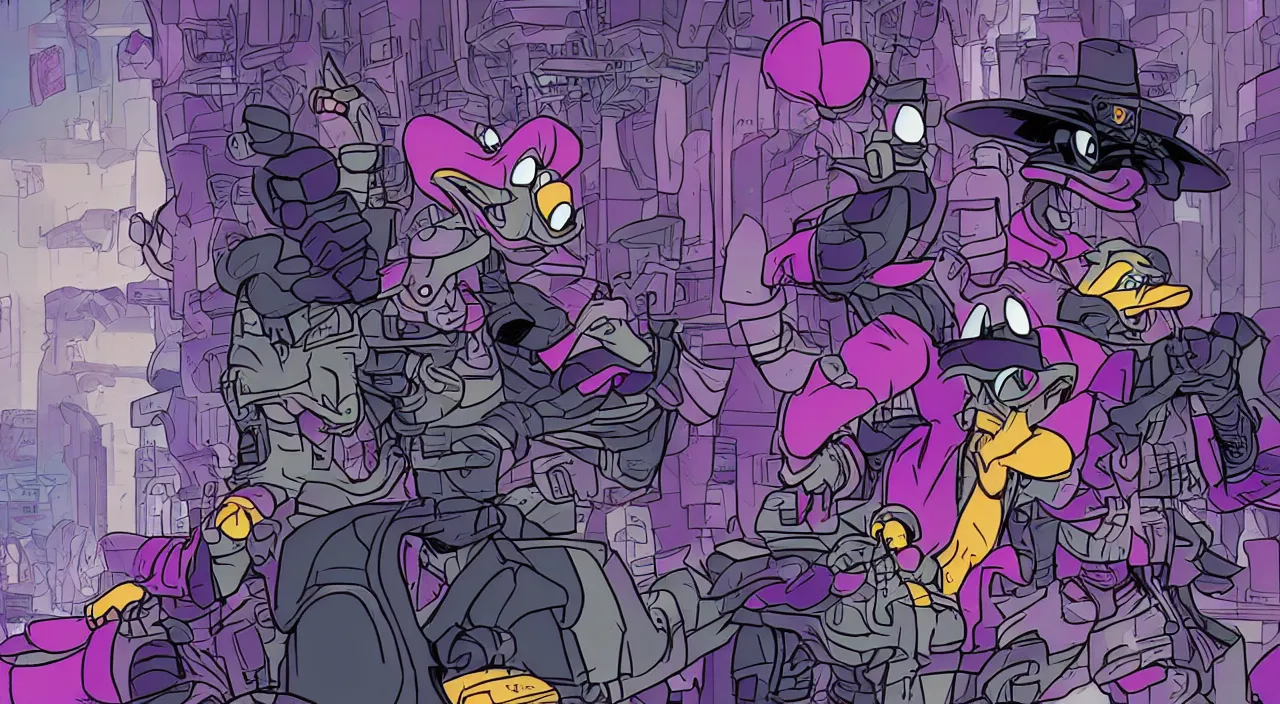 Prompt: darkwing duck cyberpunk