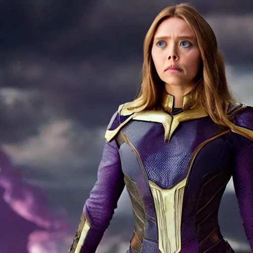 Prompt: Elizabeth Olsen as Thanos