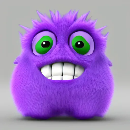 Image similar to big fat fluffy purple 3 d rendered monster