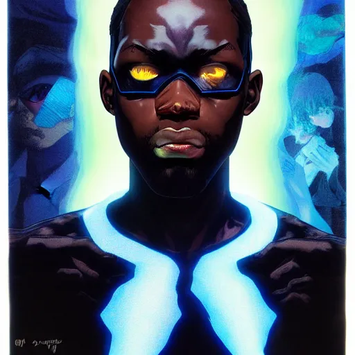 Image similar to prompt : black lightning portrait soft light painted by james jean and katsuhiro otomo and erik jones, inspired by evangeleon anime, smooth face feature, intricate oil painting, high detail illustration, sharp high detail, manga and anime 1 9 9 9