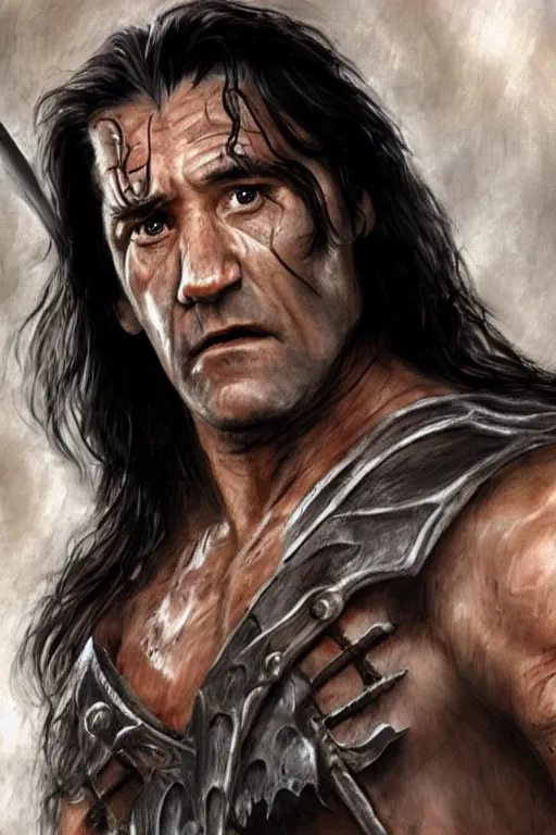 Image similar to concept art of clive owen as conan the barbarian