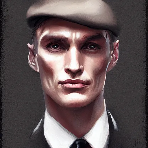 Prompt: portrait of tommy shelby by charlie bowater